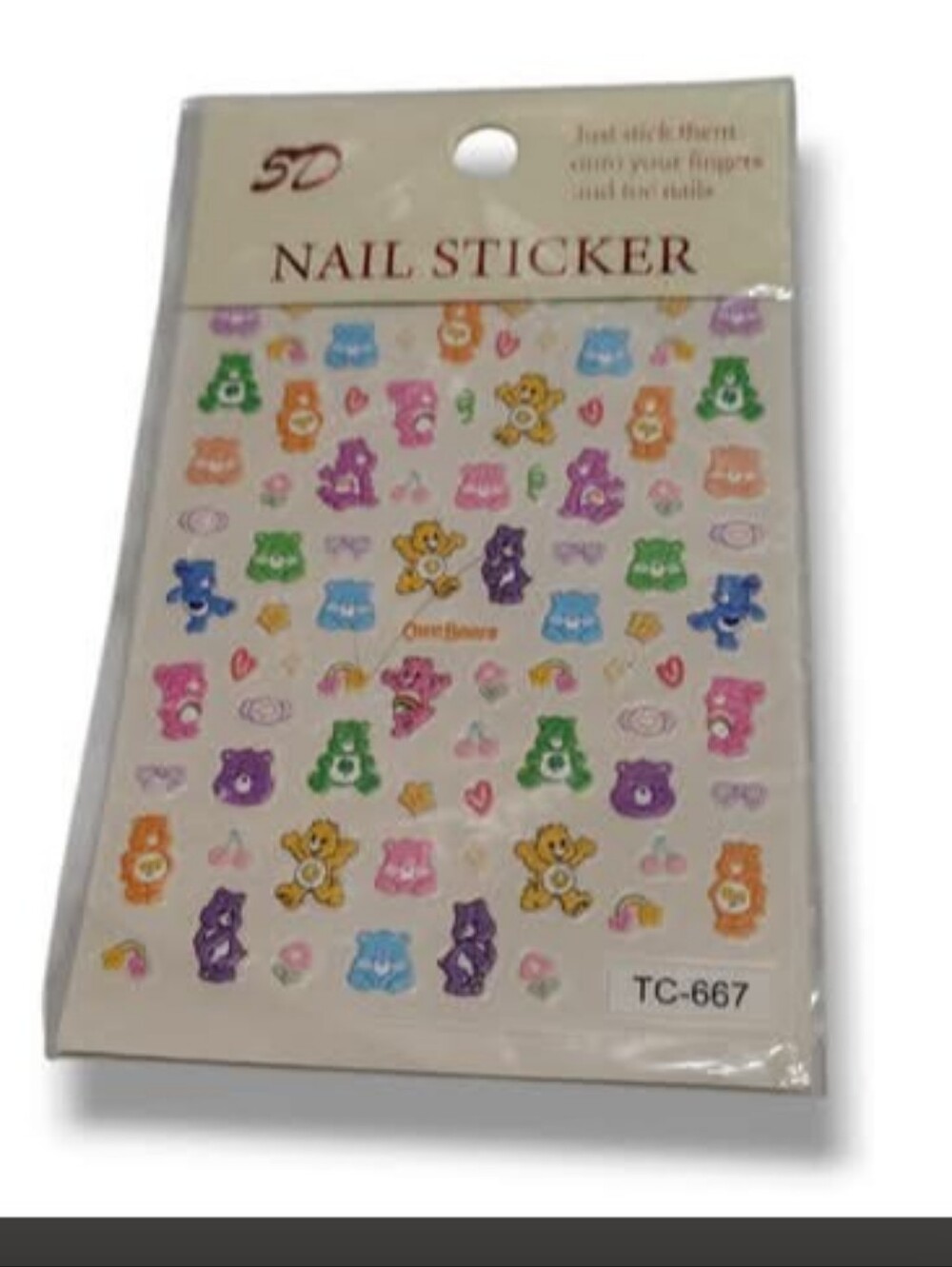 Nail Sticker Sheet with Colorful Bear Designs - Multicolor